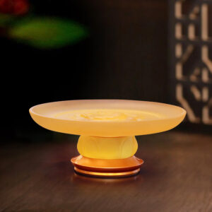 Đĩa Thờ Lưu Ly Hoa Sen Cuộn Cánh, Đường Kính 15cm
