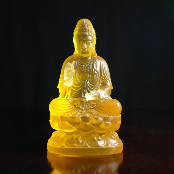 Tượng Quan Âm Bồ Tát – Thủy Lưu Ly Màu Vàng 16cm